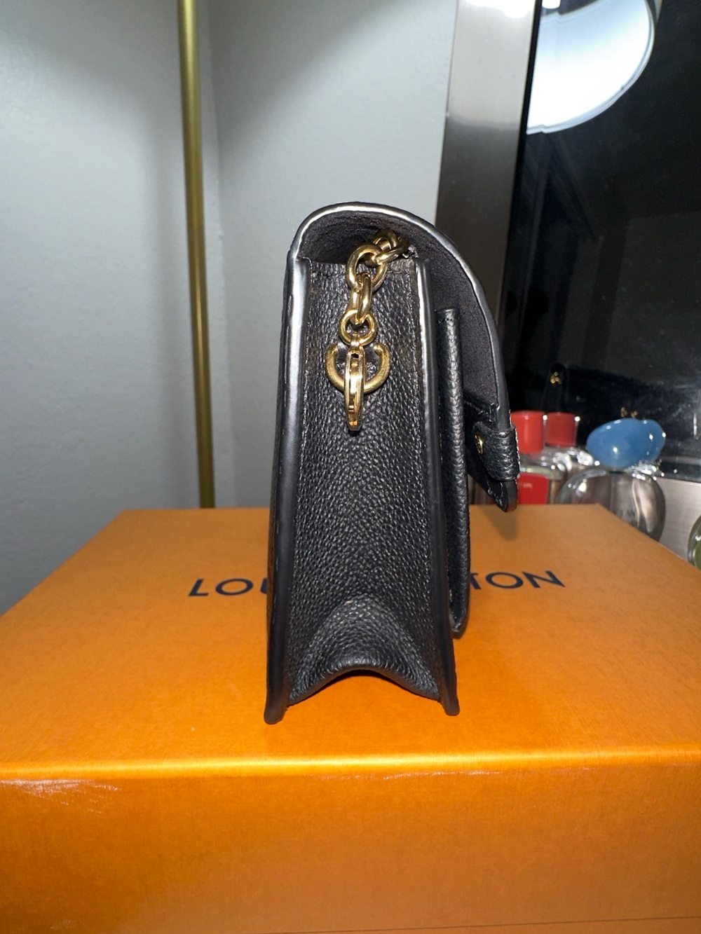 Louis Vuitton Black Leather Wallet with Gold Chain - Picture 11 of 14